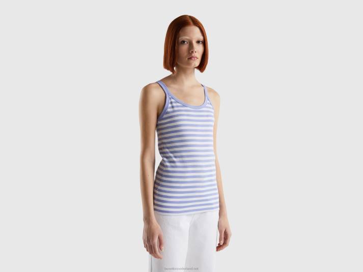 vrouwen Benetton gestreepte tanktop lila 4R62343
