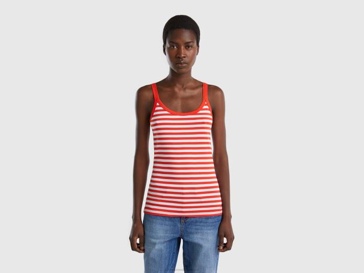vrouwen Benetton gestreepte tanktop rood 4R623811
