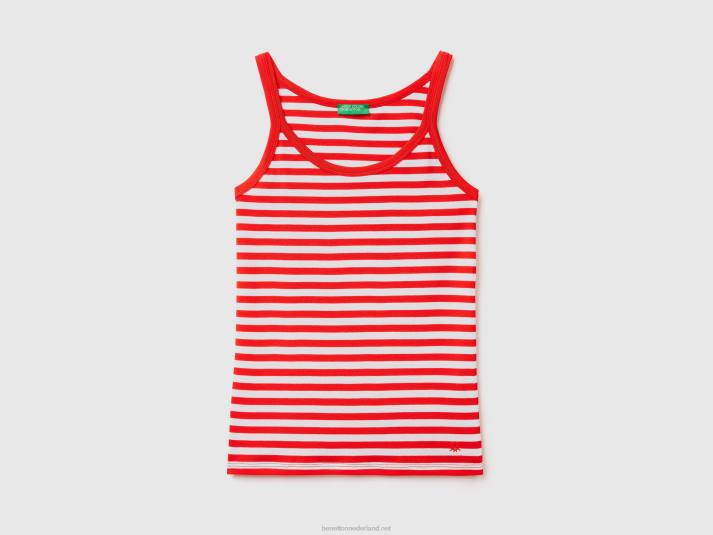 vrouwen Benetton gestreepte tanktop rood 4R623811