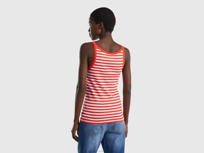 vrouwen Benetton gestreepte tanktop rood 4R62381