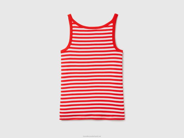 vrouwen Benetton gestreepte tanktop rood 4R62381