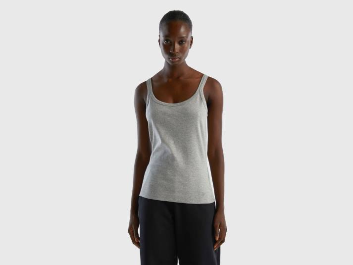 vrouwen Benetton grijze tanktop van puur katoen lichtgrijs 4R62463