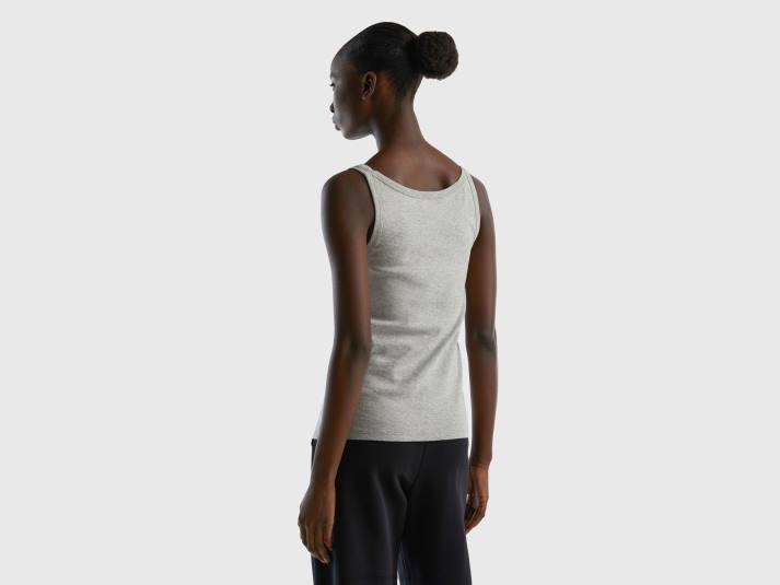 vrouwen Benetton grijze tanktop van puur katoen lichtgrijs 4R62463