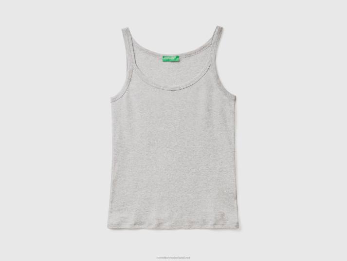 vrouwen Benetton grijze tanktop van puur katoen lichtgrijs 4R62463