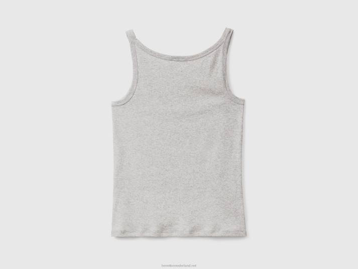 vrouwen Benetton grijze tanktop van puur katoen lichtgrijs 4R62463