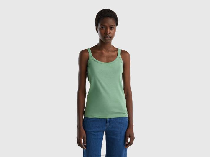 vrouwen Benetton groene tanktop van puur katoen groente 4R623864