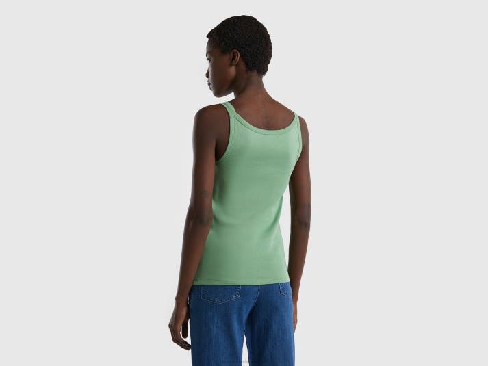vrouwen Benetton groene tanktop van puur katoen groente 4R623864