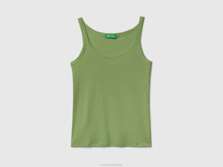 vrouwen Benetton groene tanktop van puur katoen groente 4R623864