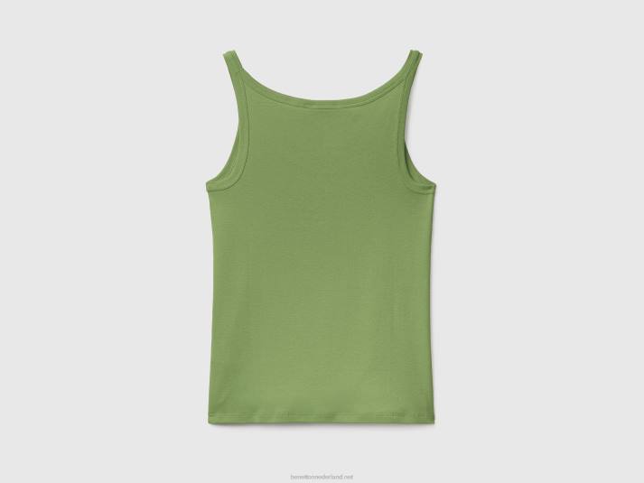 vrouwen Benetton groene tanktop van puur katoen groente 4R623864