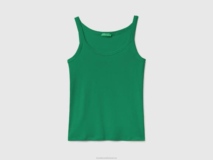 vrouwen Benetton groene tanktop van puur katoen groente 4R623947