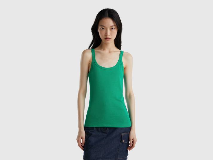 vrouwen Benetton groene tanktop van puur katoen groente 4R62472