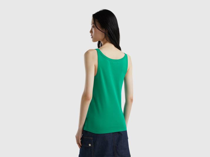 vrouwen Benetton groene tanktop van puur katoen groente 4R62472