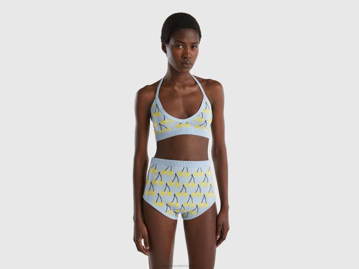 vrouwen Benetton hemelsblauwe bh top met kersenpatroon hemelsblauw 4R623895
