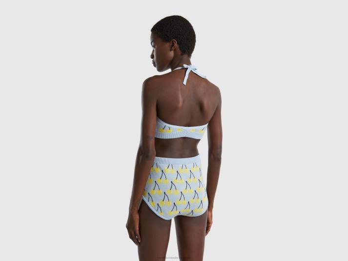 vrouwen Benetton hemelsblauwe bh top met kersenpatroon hemelsblauw 4R623895