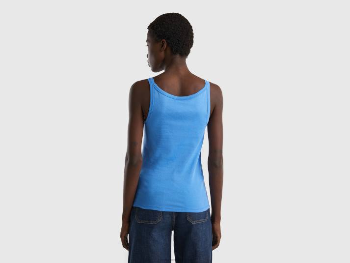 vrouwen Benetton lichtblauwe tanktop van puur katoen lichtblauw 4R623791