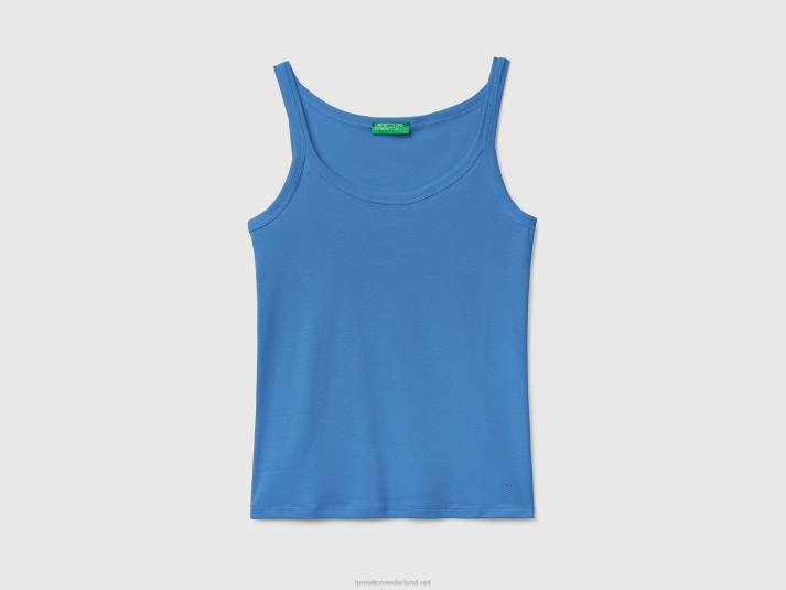 vrouwen Benetton lichtblauwe tanktop van puur katoen lichtblauw 4R623791