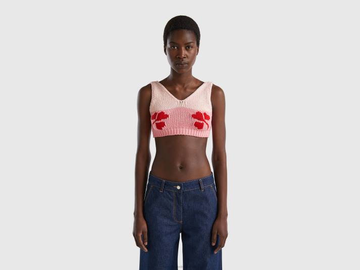 vrouwen Benetton roze cropped top met bloemeninleg roze 4R623880