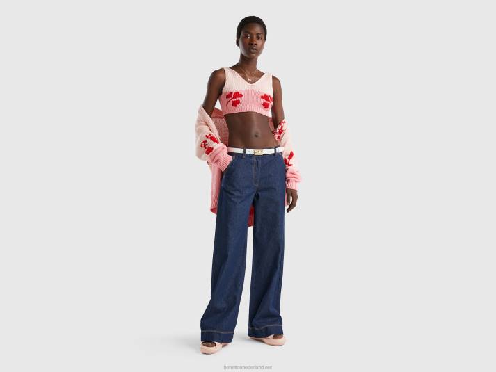 vrouwen Benetton roze cropped top met bloemeninleg roze 4R623880