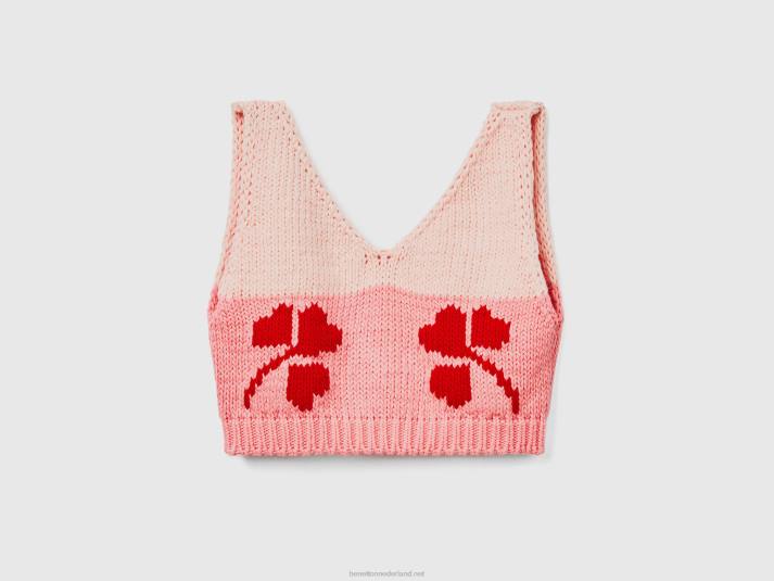 vrouwen Benetton roze cropped top met bloemeninleg roze 4R623880