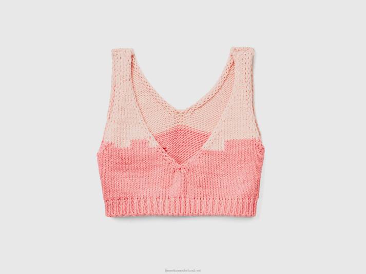 vrouwen Benetton roze cropped top met bloemeninleg roze 4R62409