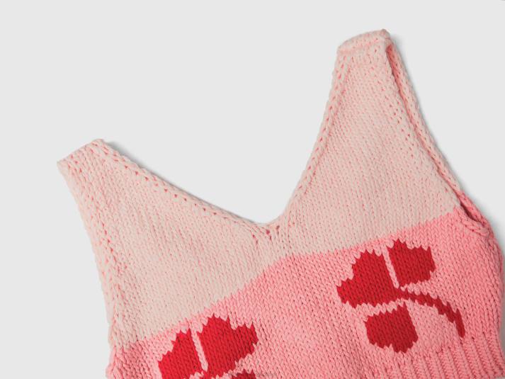 vrouwen Benetton roze cropped top met bloemeninleg roze 4R62409