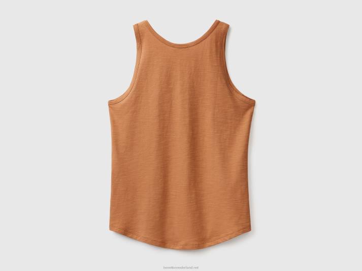 vrouwen Benetton tanktop van lichtgewicht katoen beige 4R62312
