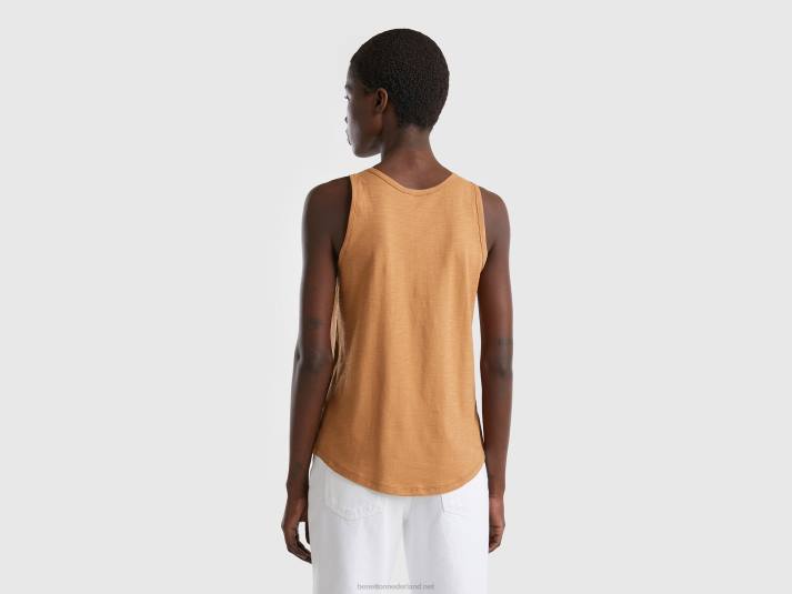 vrouwen Benetton tanktop van lichtgewicht katoen beige 4R623854