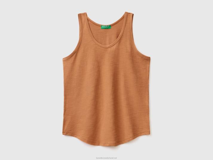 vrouwen Benetton tanktop van lichtgewicht katoen beige 4R623854