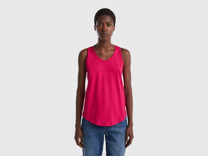 vrouwen Benetton tanktop van lichtgewicht katoen fuchsia 4R623869