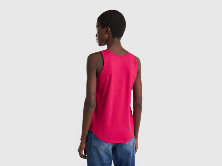 vrouwen Benetton tanktop van lichtgewicht katoen fuchsia 4R623869