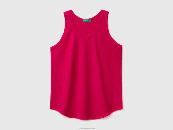 vrouwen Benetton tanktop van lichtgewicht katoen fuchsia 4R623869