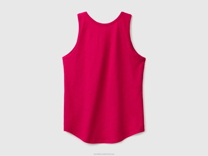 vrouwen Benetton tanktop van lichtgewicht katoen fuchsia 4R623869