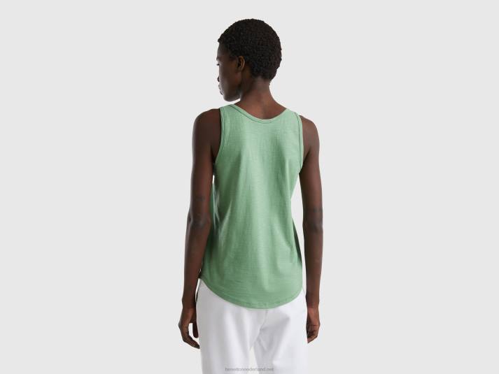 vrouwen Benetton tanktop van lichtgewicht katoen groente 4R623883
