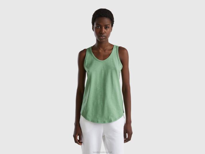 vrouwen Benetton tanktop van lichtgewicht katoen groente 4R62412