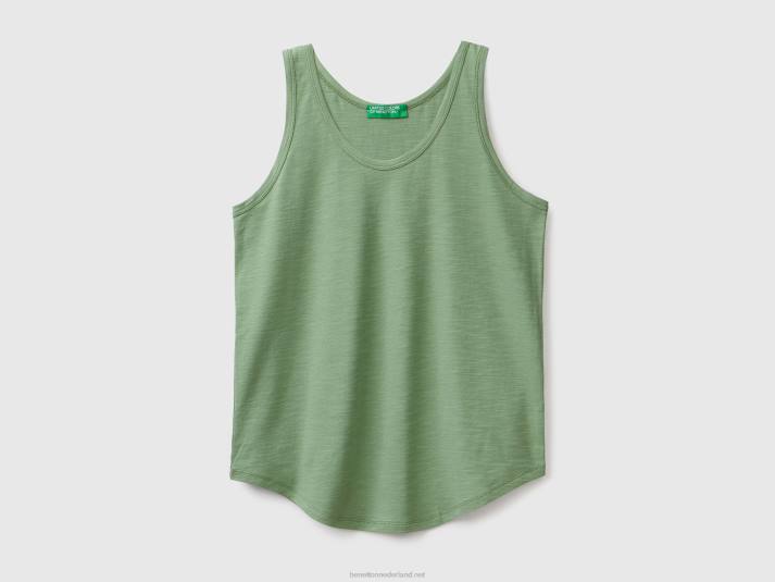 vrouwen Benetton tanktop van lichtgewicht katoen groente 4R62412