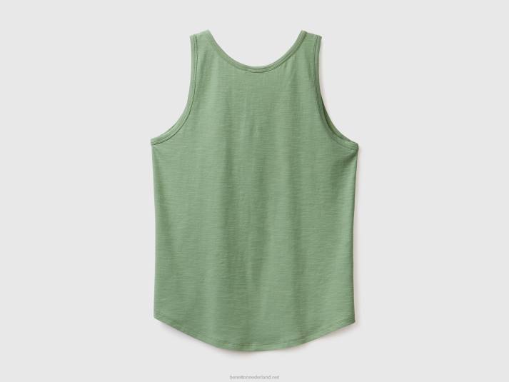 vrouwen Benetton tanktop van lichtgewicht katoen groente 4R62412