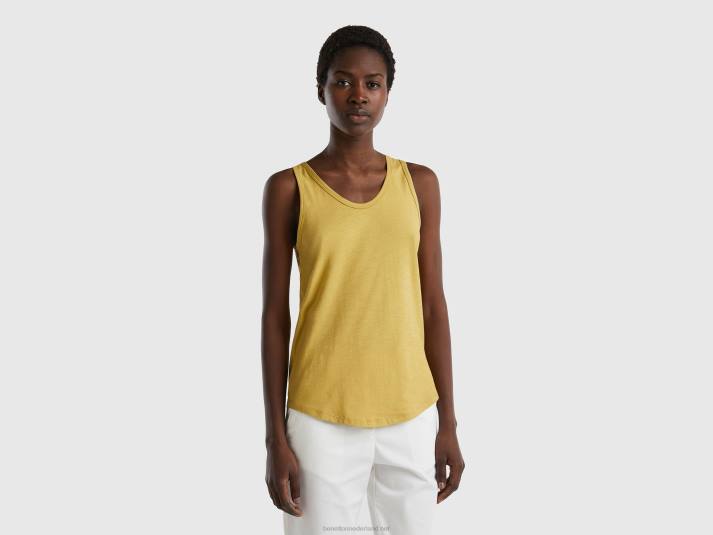 vrouwen Benetton tanktop van lichtgewicht katoen mosterd 4R623775