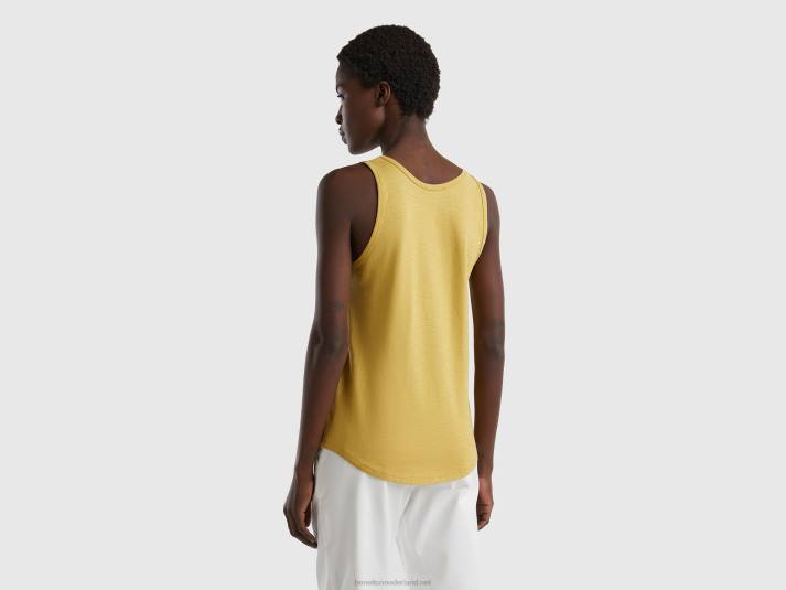 vrouwen Benetton tanktop van lichtgewicht katoen mosterd 4R623775