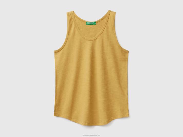 vrouwen Benetton tanktop van lichtgewicht katoen mosterd 4R623775