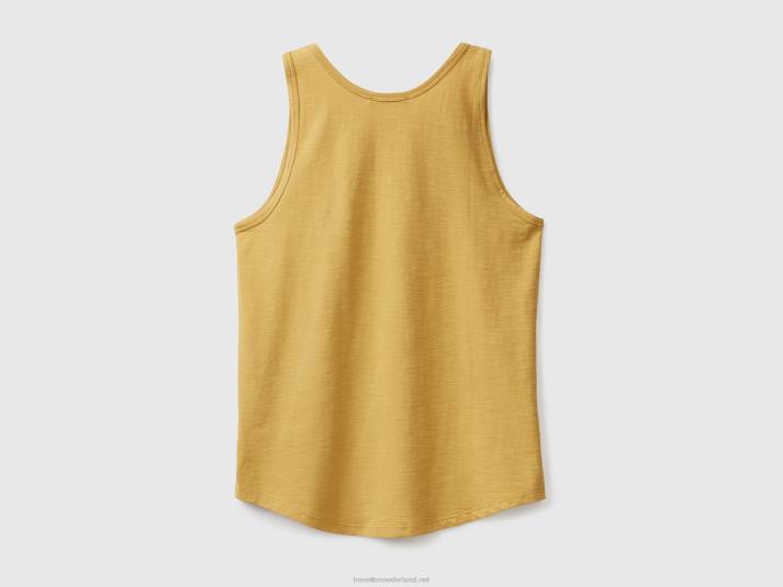 vrouwen Benetton tanktop van lichtgewicht katoen mosterd 4R62424