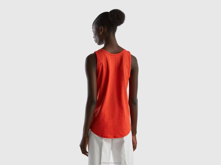 vrouwen Benetton tanktop van lichtgewicht katoen rood 4R62324