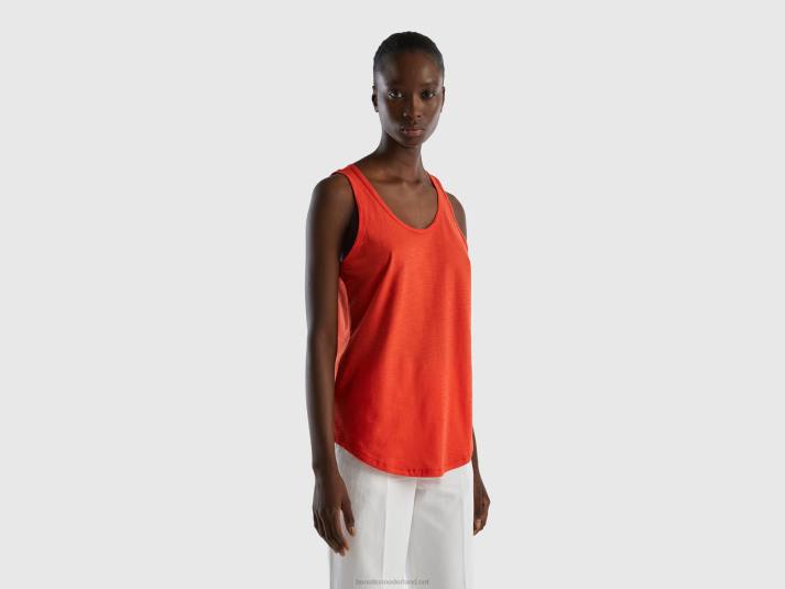 vrouwen Benetton tanktop van lichtgewicht katoen rood 4R623800