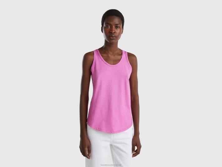 vrouwen Benetton tanktop van lichtgewicht katoen roze 4R62329