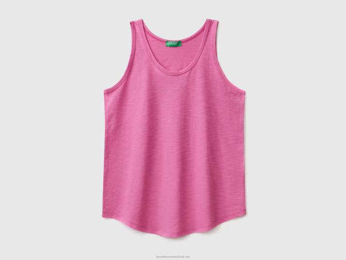 vrouwen Benetton tanktop van lichtgewicht katoen roze 4R62329