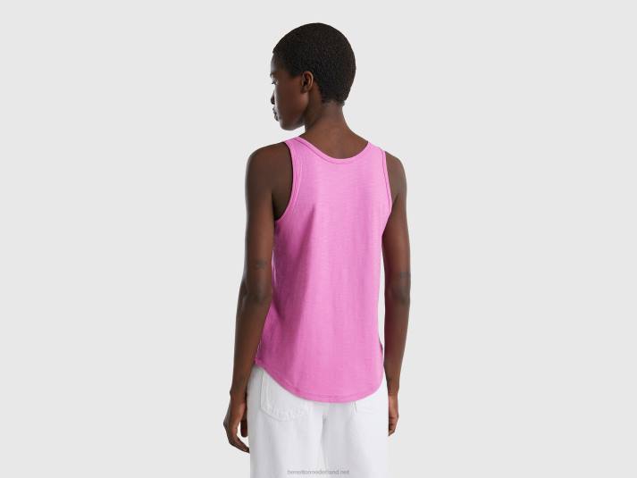 vrouwen Benetton tanktop van lichtgewicht katoen roze 4R623805