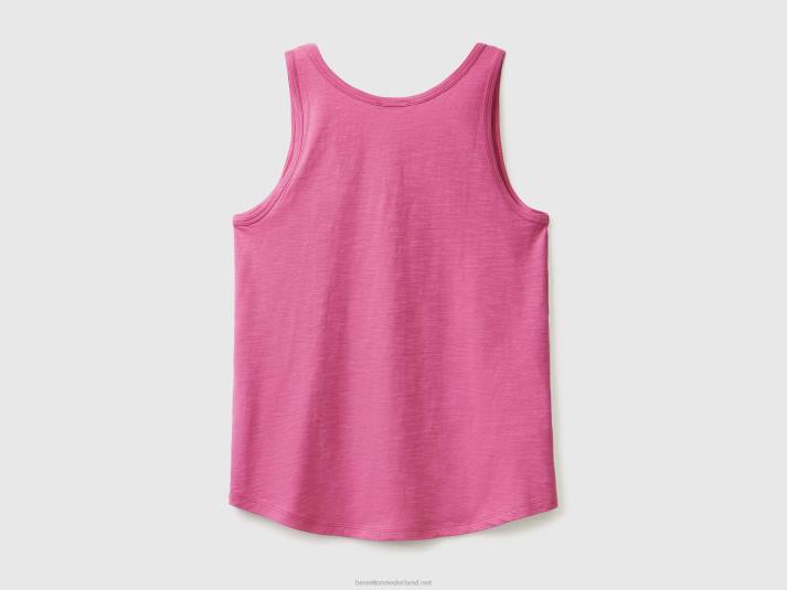 vrouwen Benetton tanktop van lichtgewicht katoen roze 4R623805