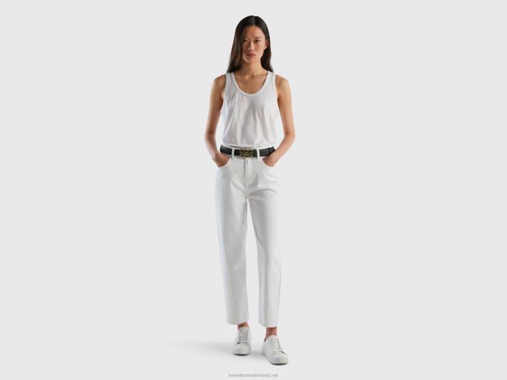 vrouwen Benetton tanktop van lichtgewicht katoen wit 4R623776