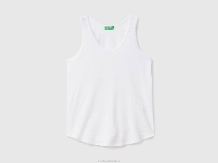 vrouwen Benetton tanktop van lichtgewicht katoen wit 4R623776