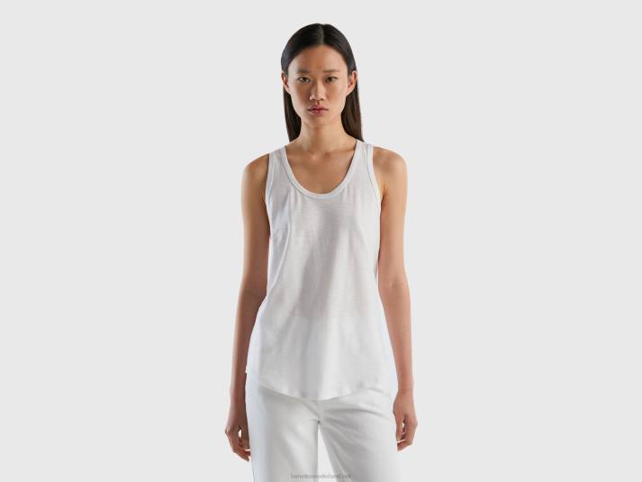 vrouwen Benetton tanktop van lichtgewicht katoen wit 4R62391