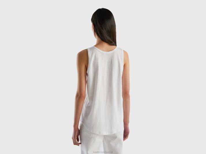 vrouwen Benetton tanktop van lichtgewicht katoen wit 4R62391